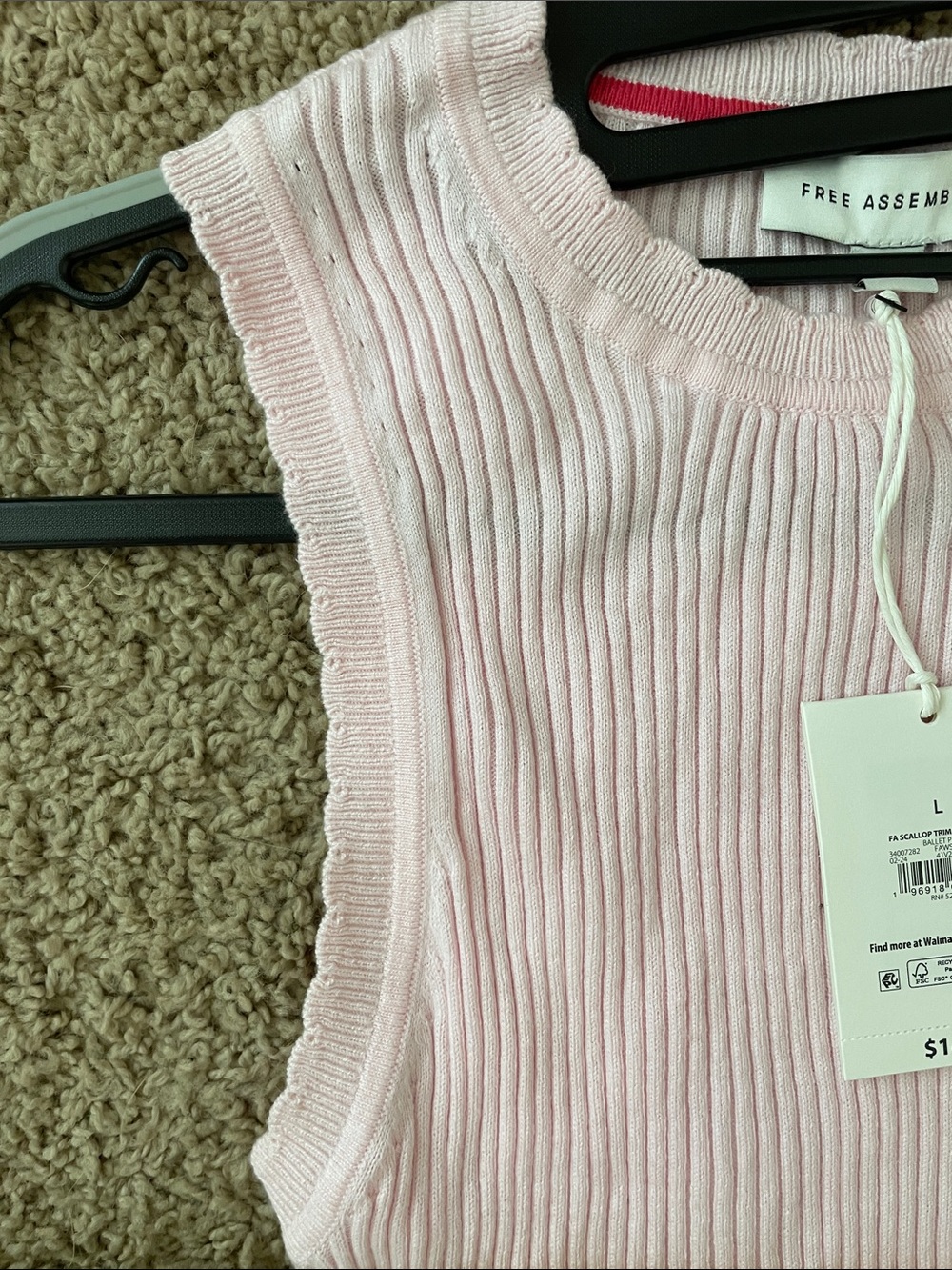 Light Pink Ribbed Sleeveless Tank Top - Picture 7 of 7